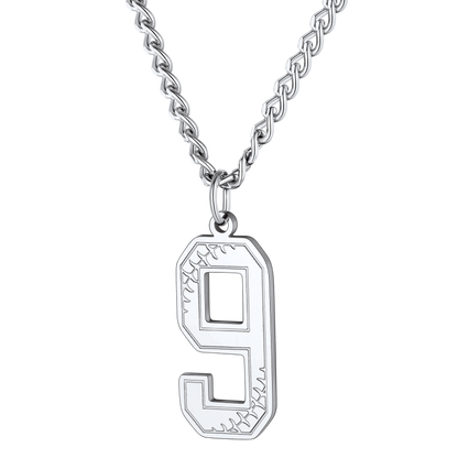 FaithHeart Baseballs Fans Stainless Steel Number Necklace FaithHeart