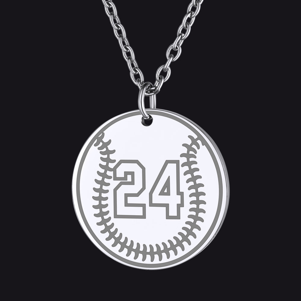 Steel / Baseball Custom Sports Necklace Jersey Number for Men Fans