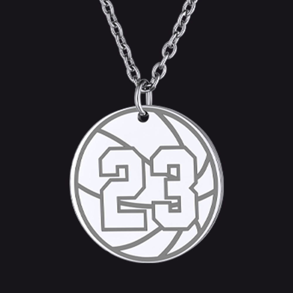 Steel / Basketball Custom Sports Necklace Jersey Number for Men Fans
