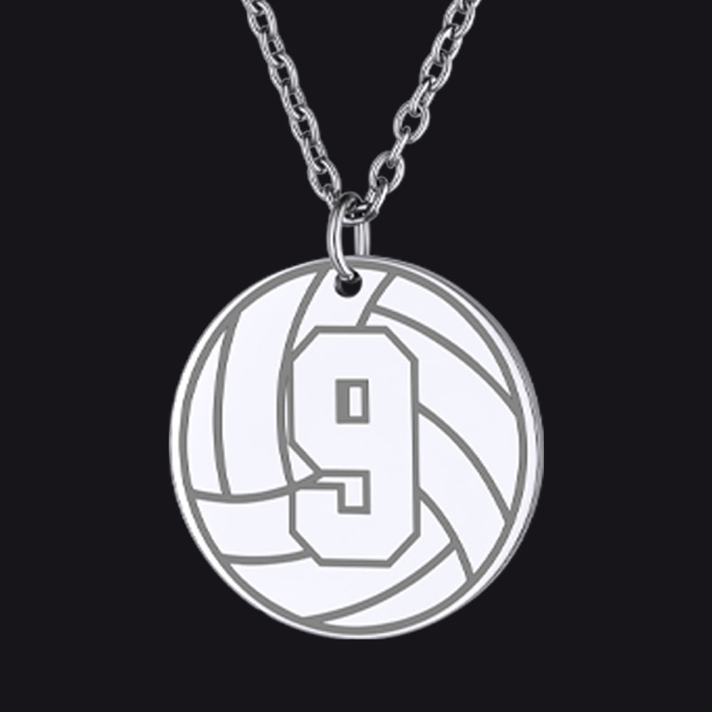 Steel / Volleyball Custom Sports Necklace Jersey Number for Men Fans