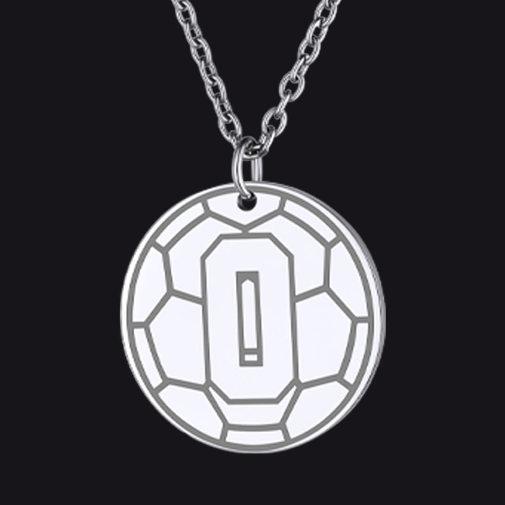 Steel / Soccer Custom Sports Necklace Jersey Number for Men Fans