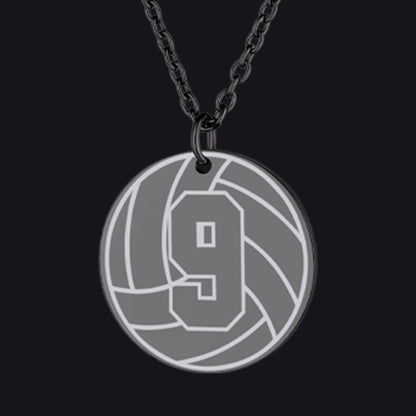 Black / Volleyball Custom Sports Necklace Jersey Number for Men Fans