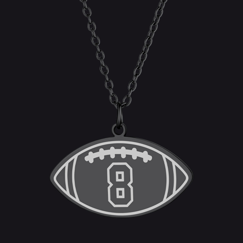 Black / Football Custom Sports Necklace Jersey Number for Men Fans