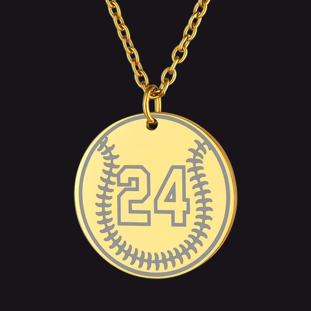 Gold / Baseball Custom Sports Necklace Jersey Number for Men Fans