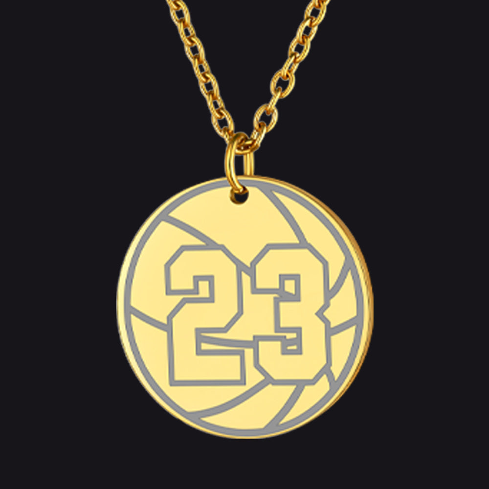 Gold / Basketball Custom Sports Necklace Jersey Number for Men Fans