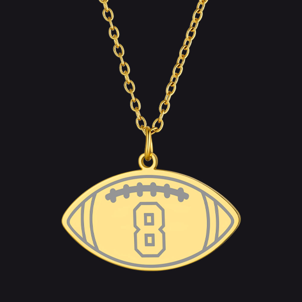 Gold / Football Custom Sports Necklace Jersey Number for Men Fans