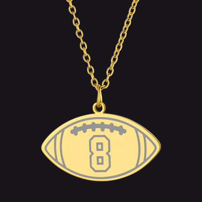 Gold / Football Custom Sports Necklace Jersey Number for Men Fans