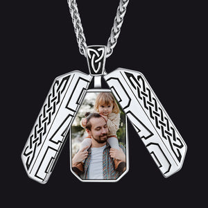 Custom Viking rune open locket necklace for dad