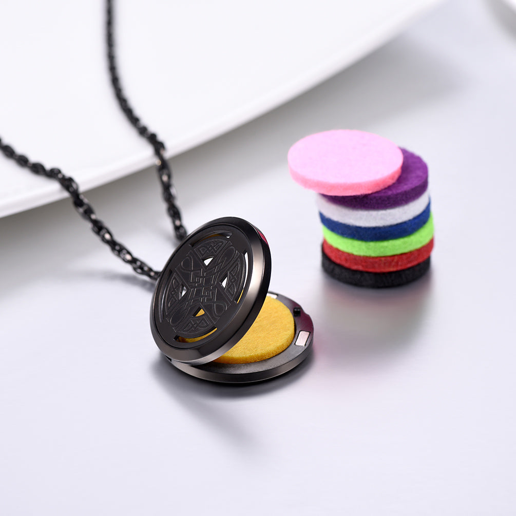  Custom Picture Celtic Knot Cross Locket Aromatherapy Essential Oil Necklaces