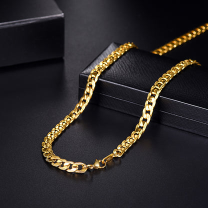 7MM Width Curban Chain Necklace for Men