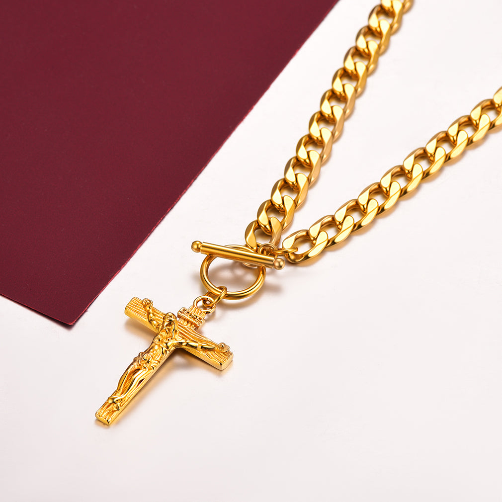 Flash Sale INRI Jesus Cross Cuban Chain Necklace