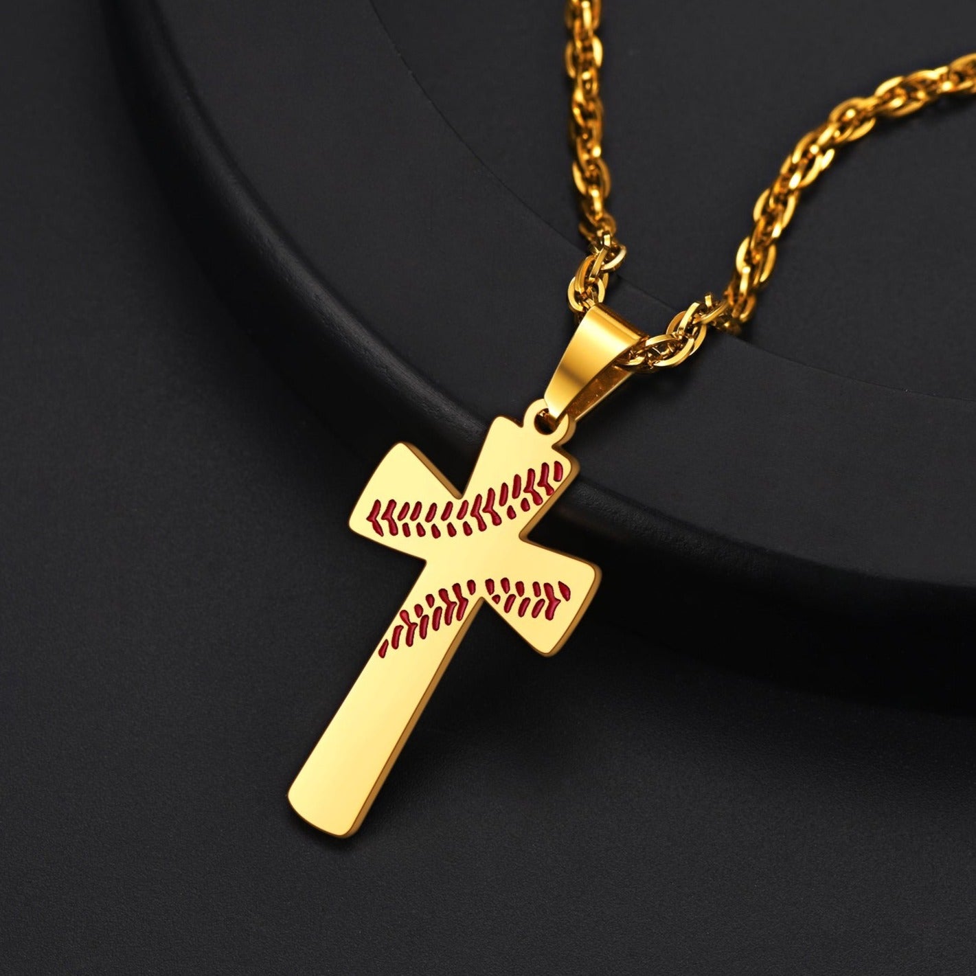 FaithHeart Baseball Cross Necklace for Men Women FaithHeart