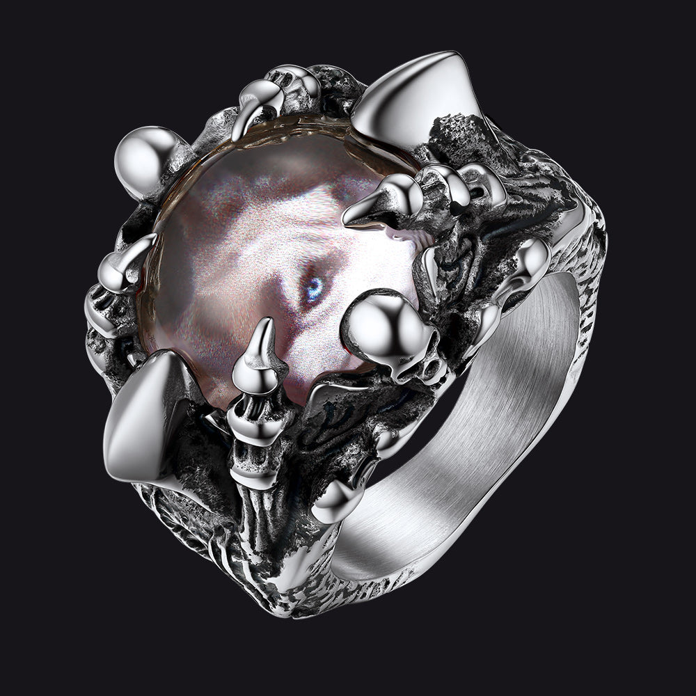 Gothic Custom Devil Evil Eye Picture Ring For Men