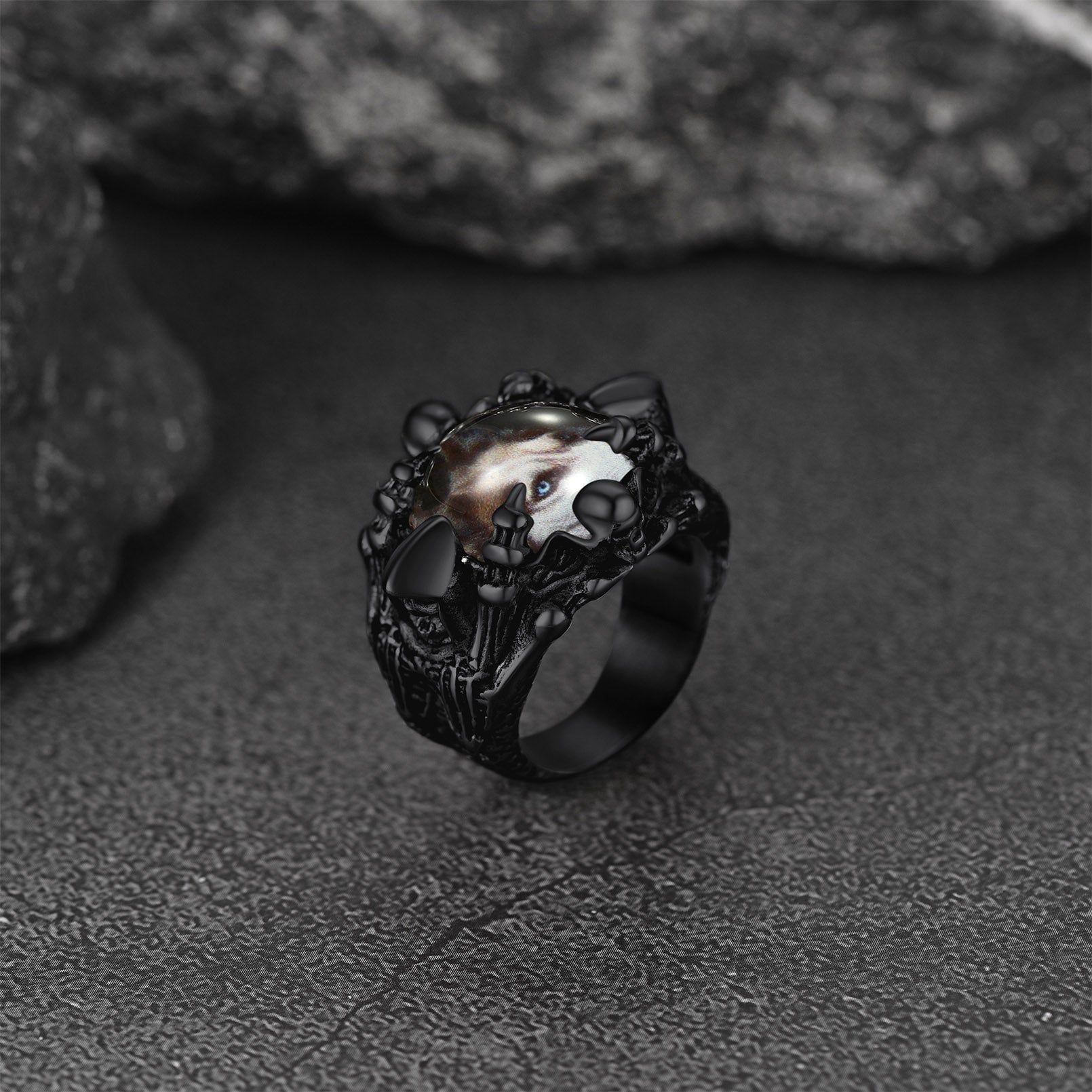 Gothic Custom Devil Evil Eye Picture Ring For Men