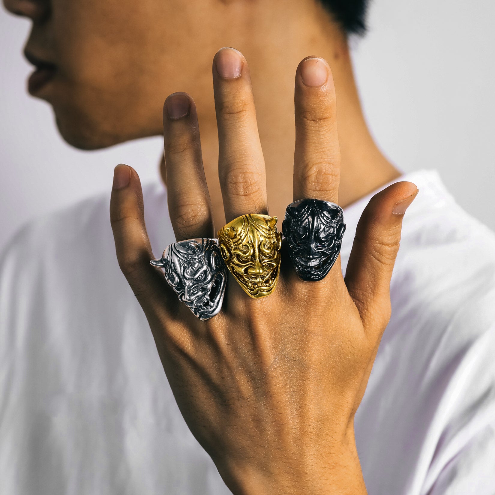 Gothic Hip-Hop Devil Wide Finger Ring for Men