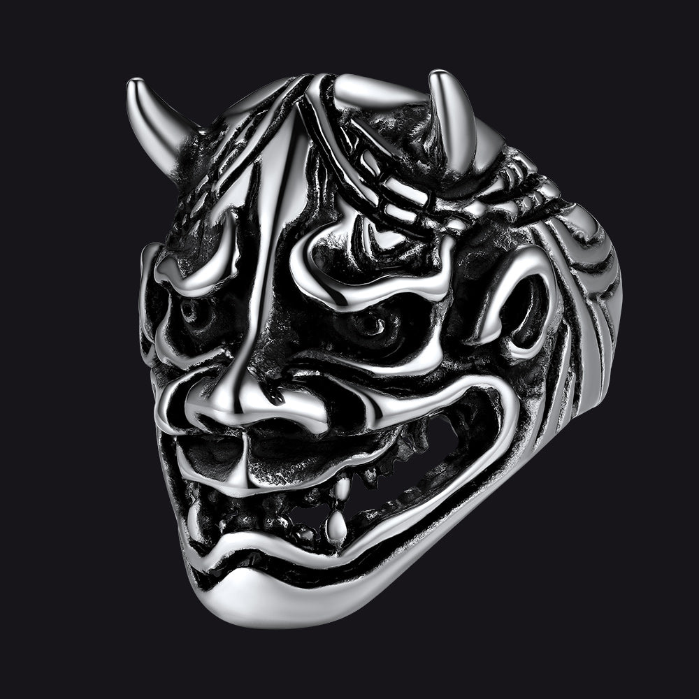 Hannya Mask Ring | Gothic Devil Ring | Stainless Steel
