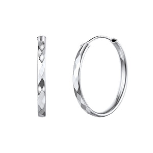 Diamond-Cut Silver Hoop Earrings for Girls 30/50/70mm