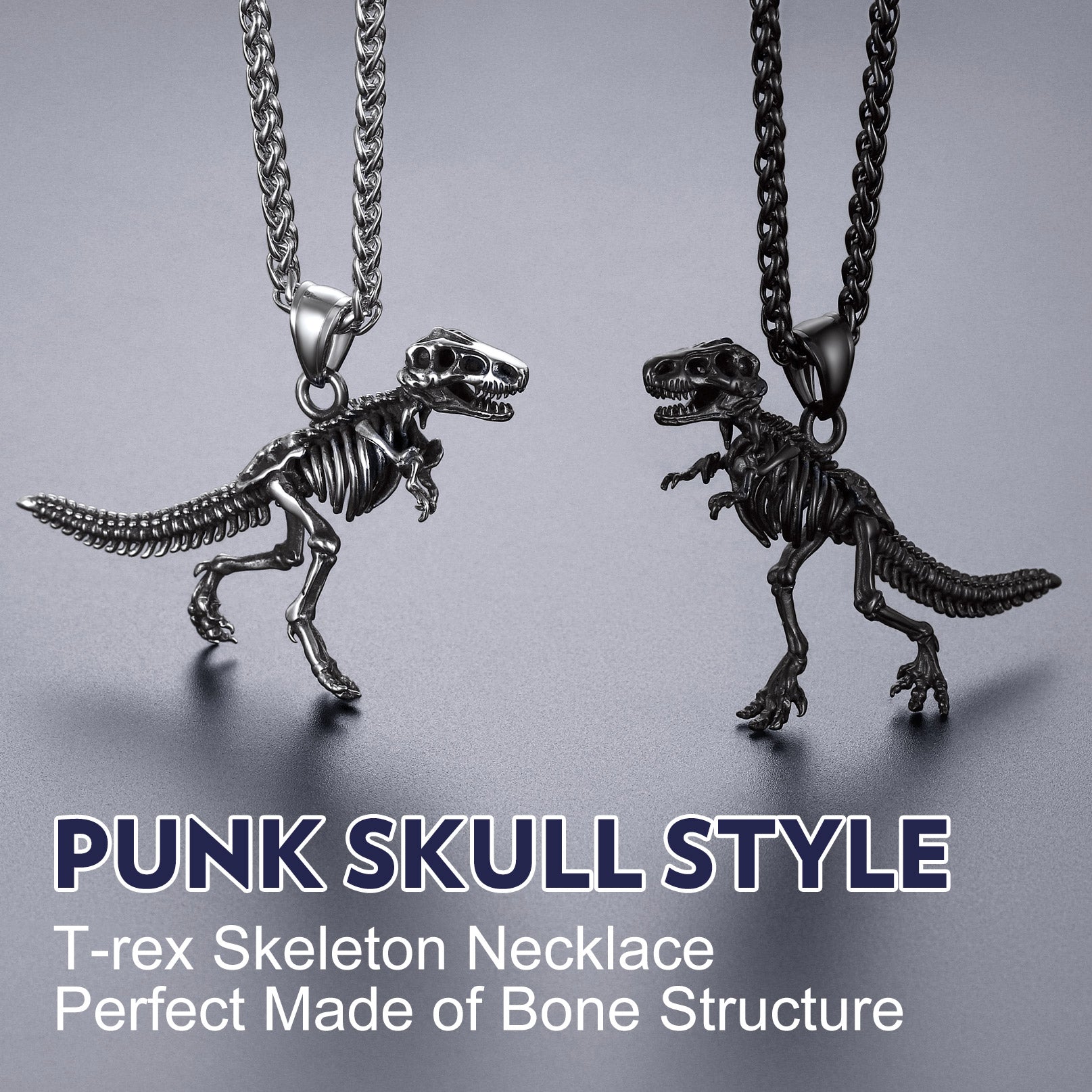 Dinosaur Skeleton Stainless Steel Pendant Animal Necklaces