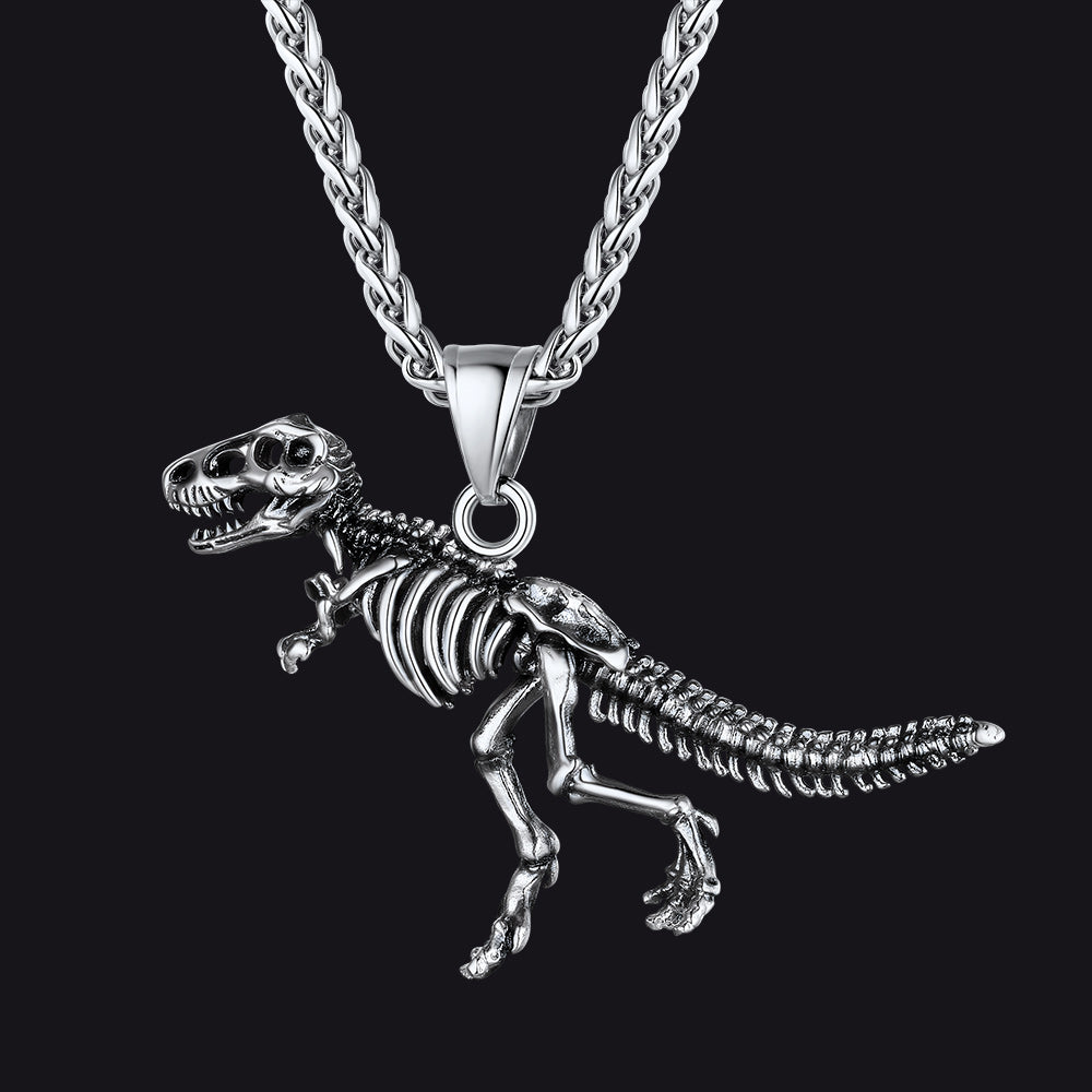 Punk Dinosaur Skeleton Necklace Stainless Steel
