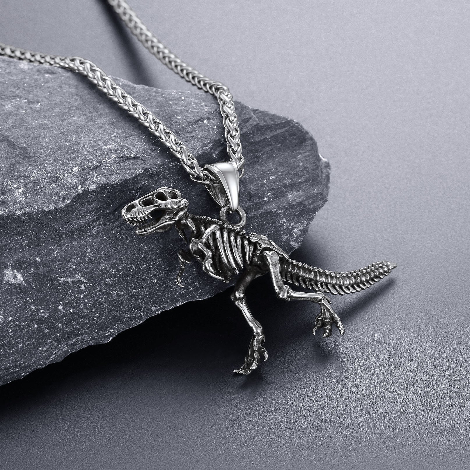 Dinosaur Skeleton Stainless Steel Pendant Animal Necklaces