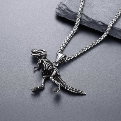 Dinosaur Skeleton Stainless Steel Pendant Animal Necklaces