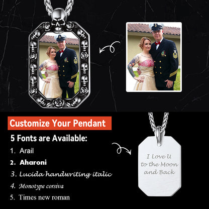 Customized Picture Dog Tag Necklace with Skull for Men Women