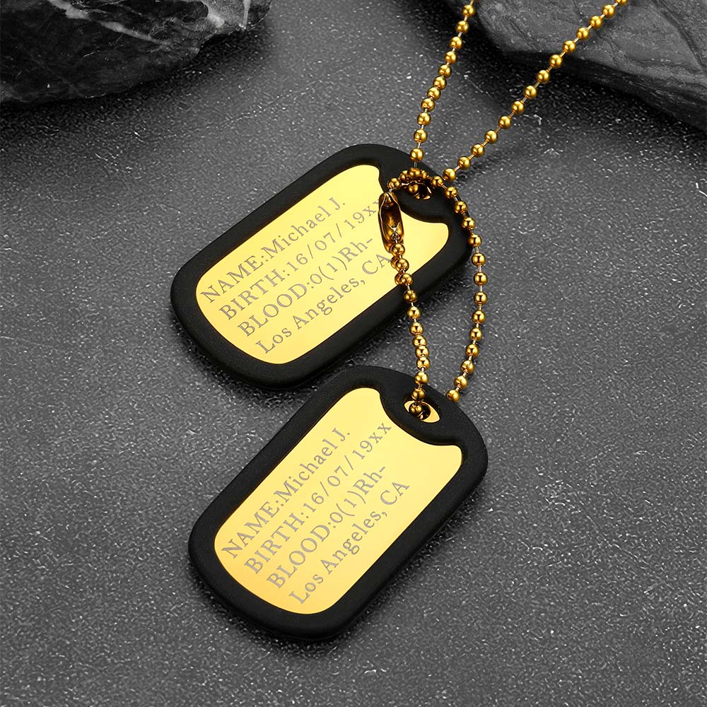 Engraved Military Double-side Dog Tag Necklace Personalized Gift for Men
