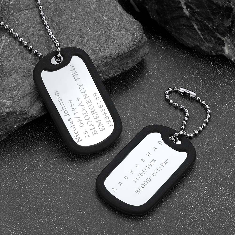 Engraved Military Double-side Dog Tag Necklace Personalized Gift for Men