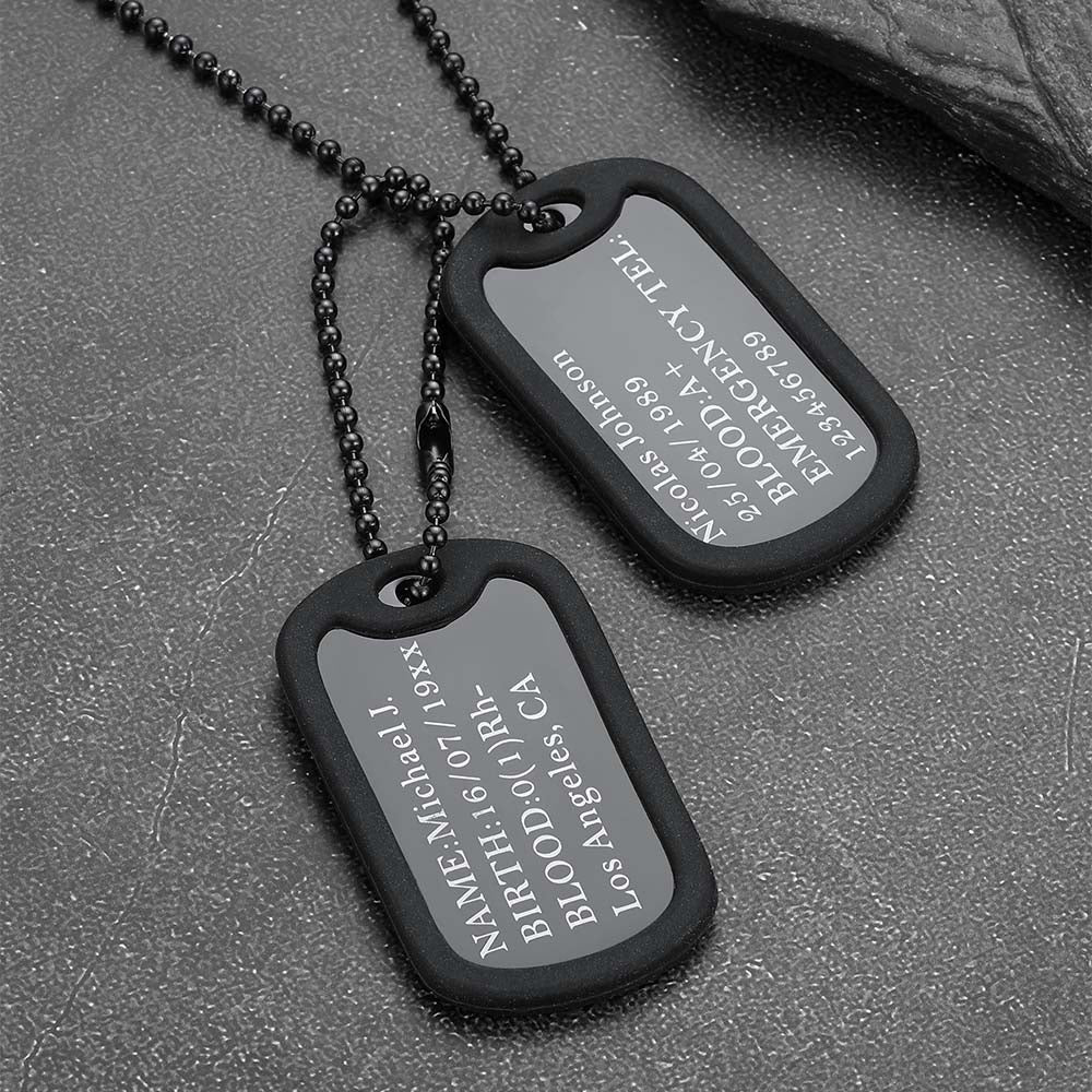 Engraved Military Double-side Dog Tag Necklace Personalized Gift for Men
