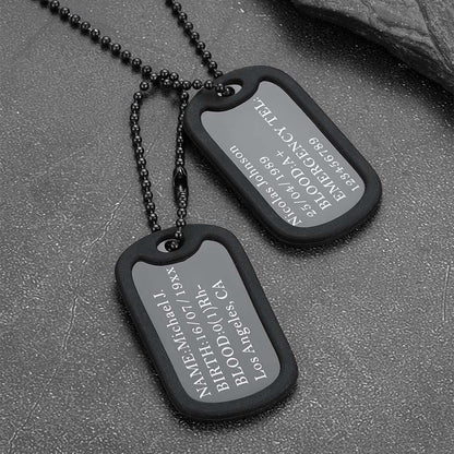 Engraved Military Double-side Dog Tag Necklace Personalized Gift for Men