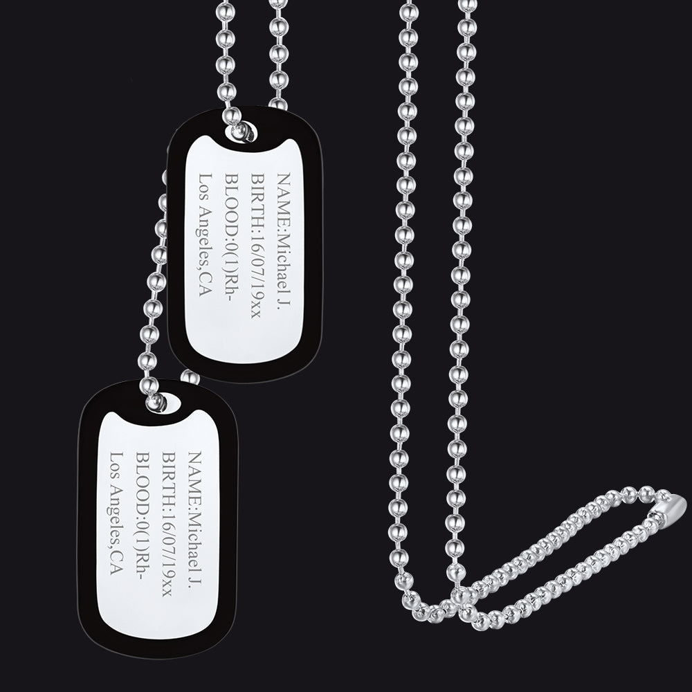 Engraved Military Tag Double Dog Tag Necklace Personalized Gift
