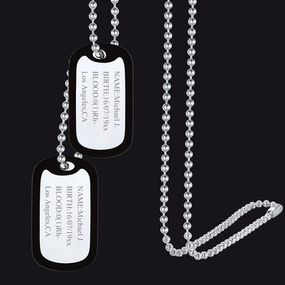 Engraved Military Tag Double Dog Tag Necklace Personalized Gift