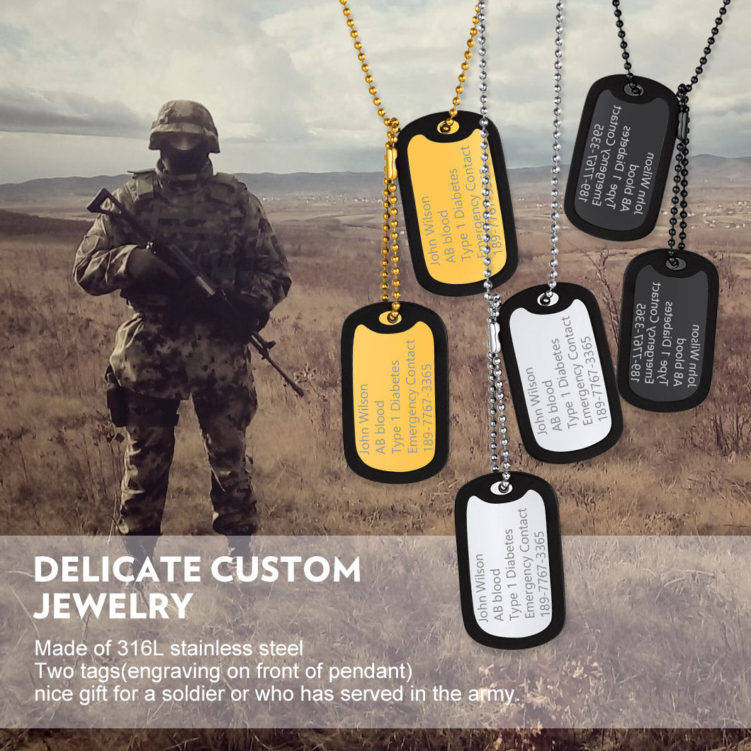 Engraved Military Tag Double Dog Tag Necklace Personalized Gift