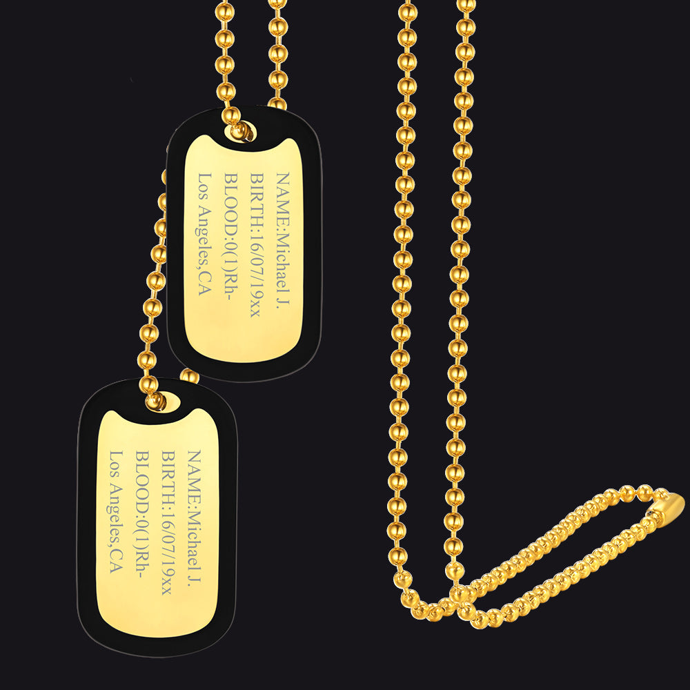 Engraved Military Tag Double Dog Tag Necklace Personalized Gift