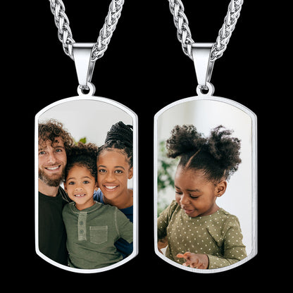 Personalized Double-side Photo Dog Tag Necklace with Picture for Men Women