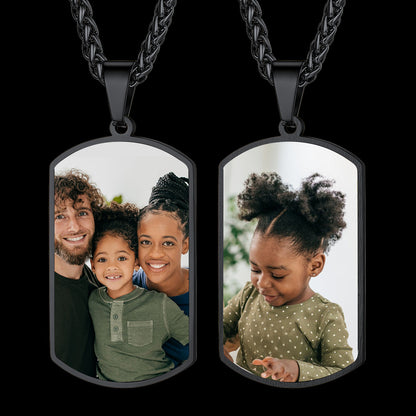 Personalized Double-side Photo Dog Tag Necklace with Picture for Men Women