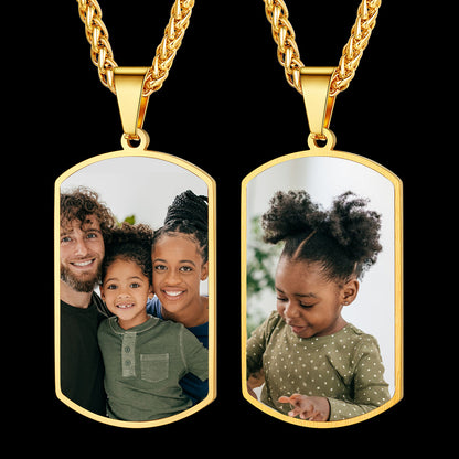 Personalized Double-side Photo Dog Tag Necklace with Picture for Men Women