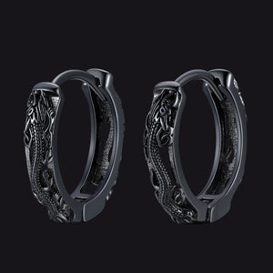 Gothic Punk Dragon Animals Hollow Hoop Huggie Earrings for Men