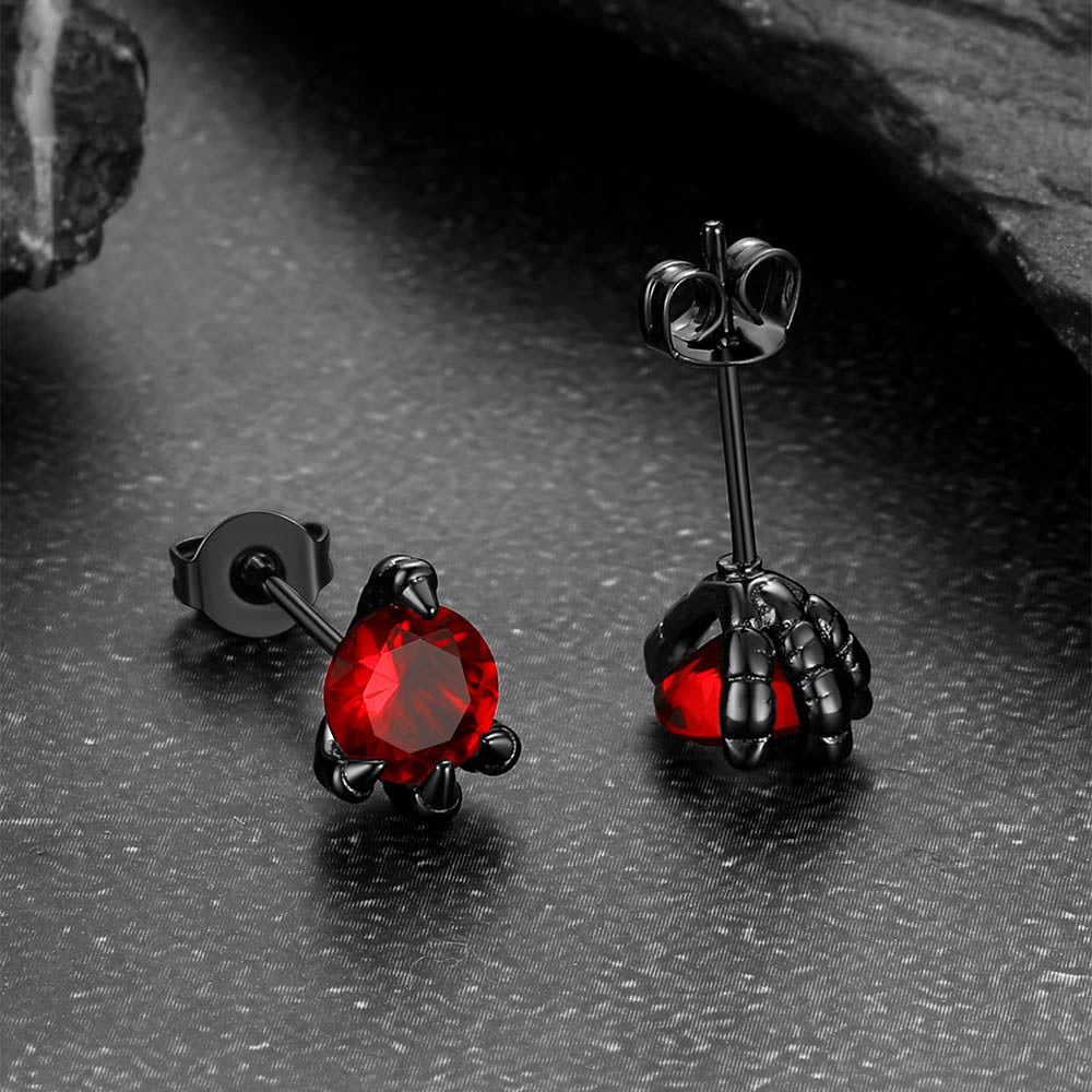 Gothic Cubic Zirconia Dragon Claw Earrings for Men