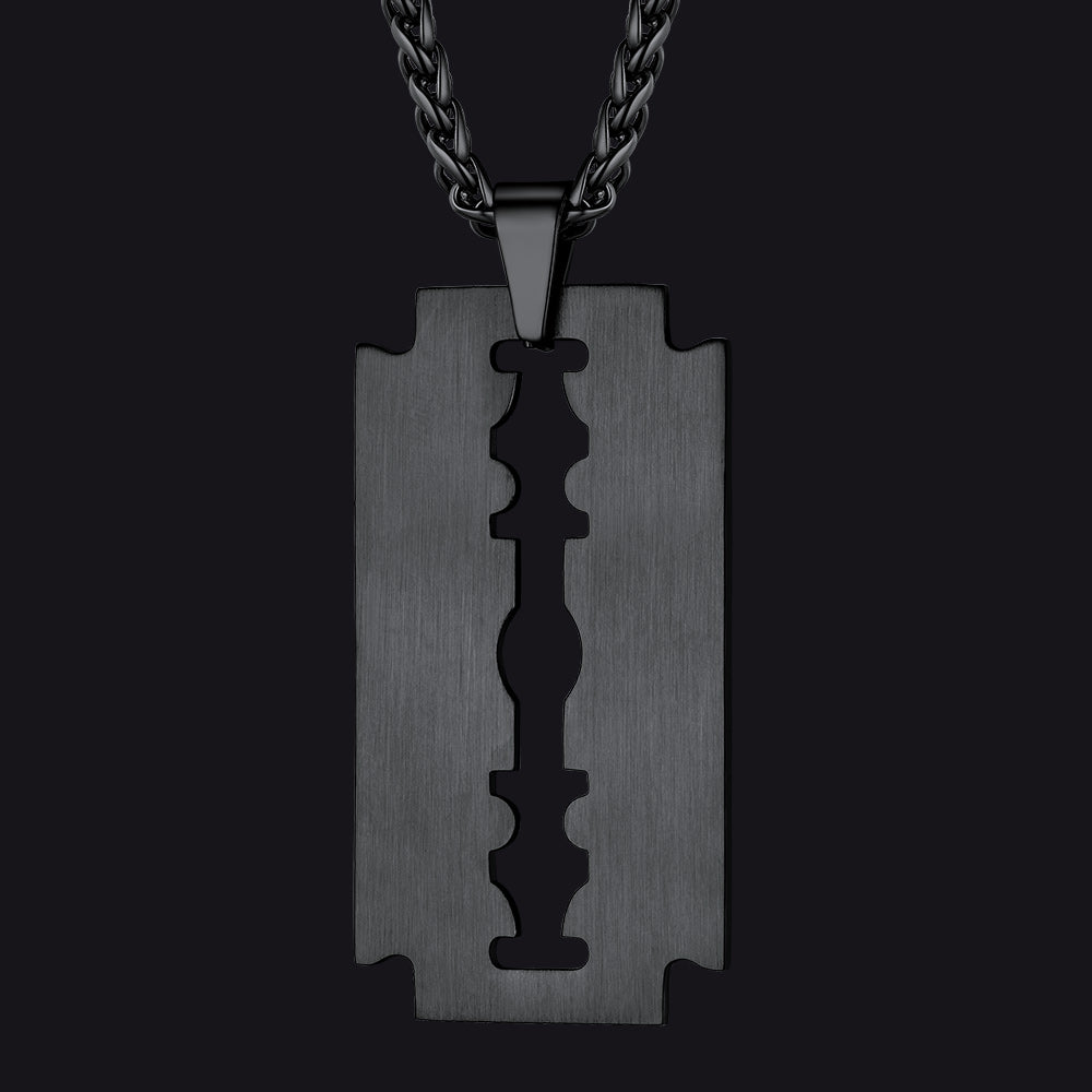 Razor Blade Dog Tag Necklace for Men | Edgy Style – FaithHeart Jewelry