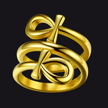 Egyptian Ankh Cross Rings Amulet Jewelry for Men Women