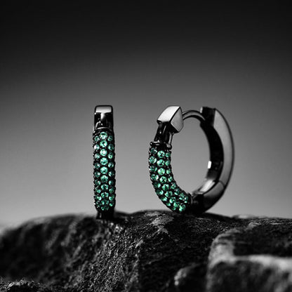 Pair of green gemstone hoop earrings for Men Boyfriend