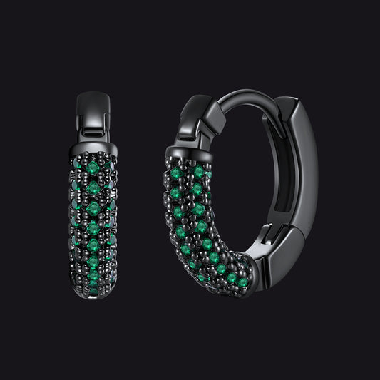 Black Emerald Stones Zirconia Hoop Earrings for Men Boyfriendimg