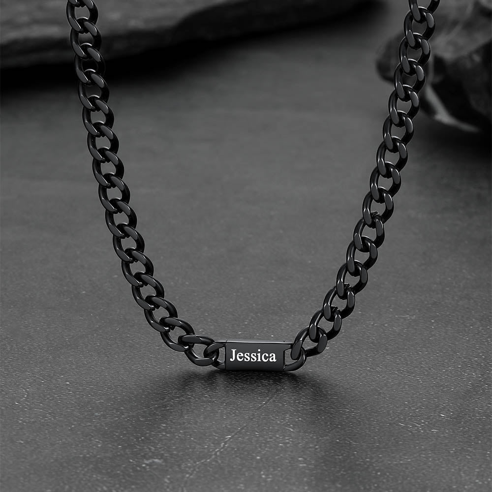 Custom Engraved 1-5 Name Chain Link Necklace for Men