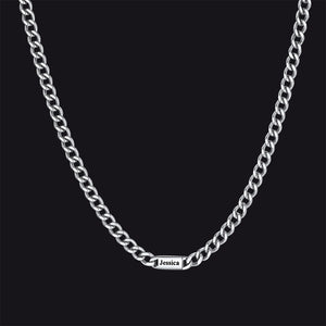 Custom Engraved 1-5 Name Chain Link Necklace for Men
