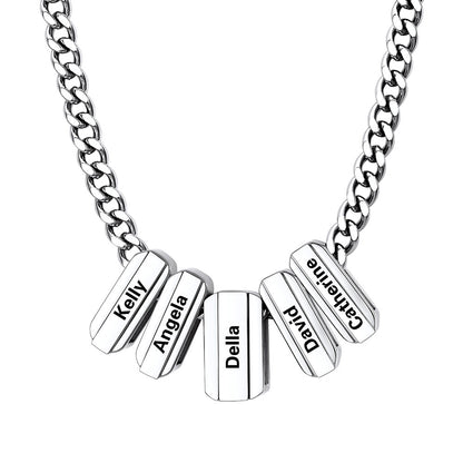 Engraved Charm 5 Names Necklaces