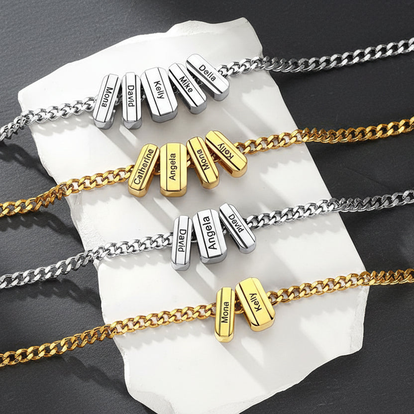 Engraved Charm Multi Name Necklace in different color