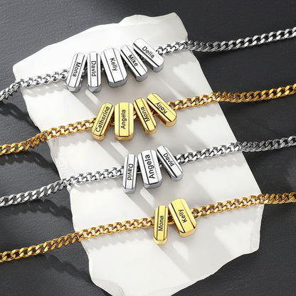 Engraved Charm Multi Name Necklace in different color