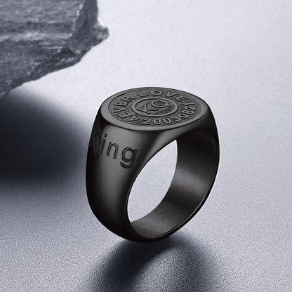 Gothic Engraving Initial Signet Ring for Men Dad