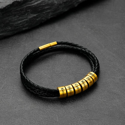 Engraving Names Wristband Bracelet with Beaded for Men